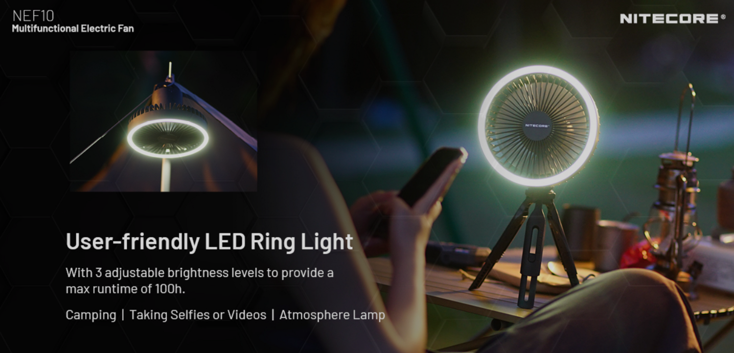 nitecore nef10 fan, powerbank, ring light usb c cable