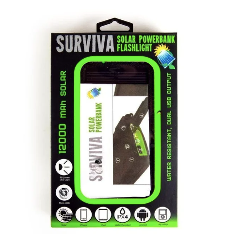 survival solar power bank with flash light