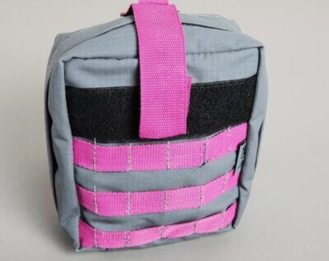 individual first aid kit molle bag grey with pink