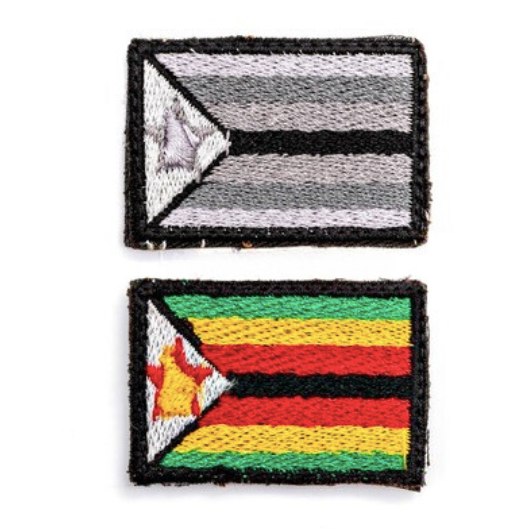 bushveldt badge flags: set of 2. large. zimbabwe