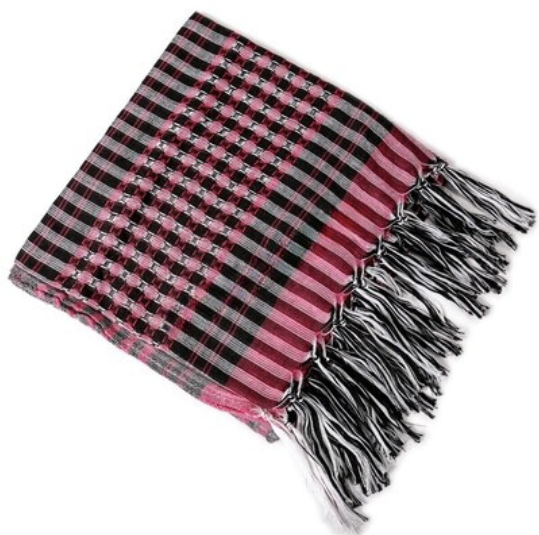 shemagh head scarf: purple pink & black