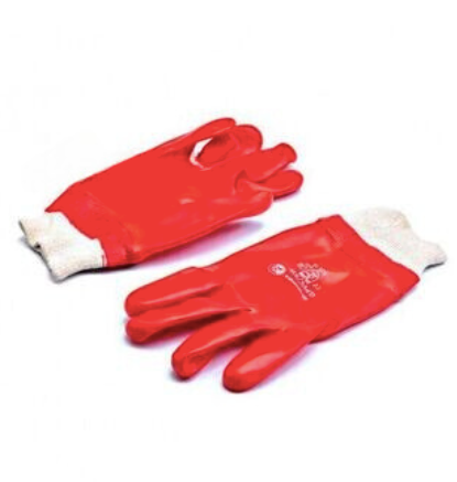 glove pvc red knitted wrist 2"