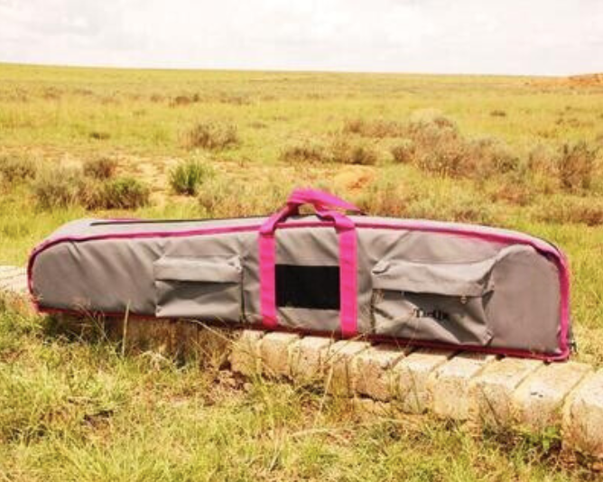 bushveldt double 52" semi rigid gun case grey with pink trim