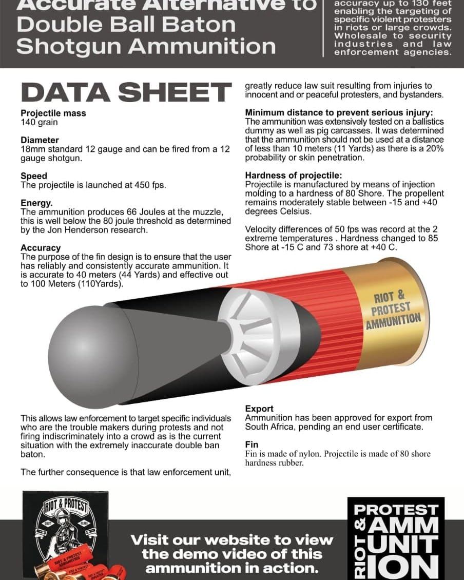 high velocity rounds less than lethal 12g x25