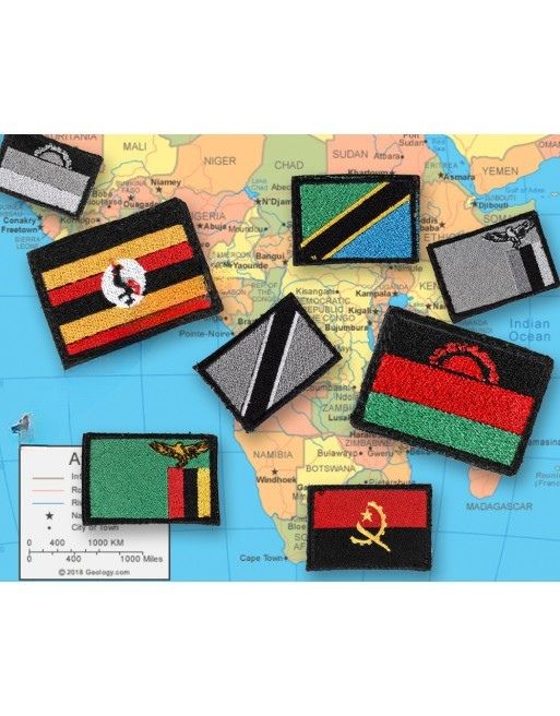 botswana flag 40x60 mm with velcro gray scale
